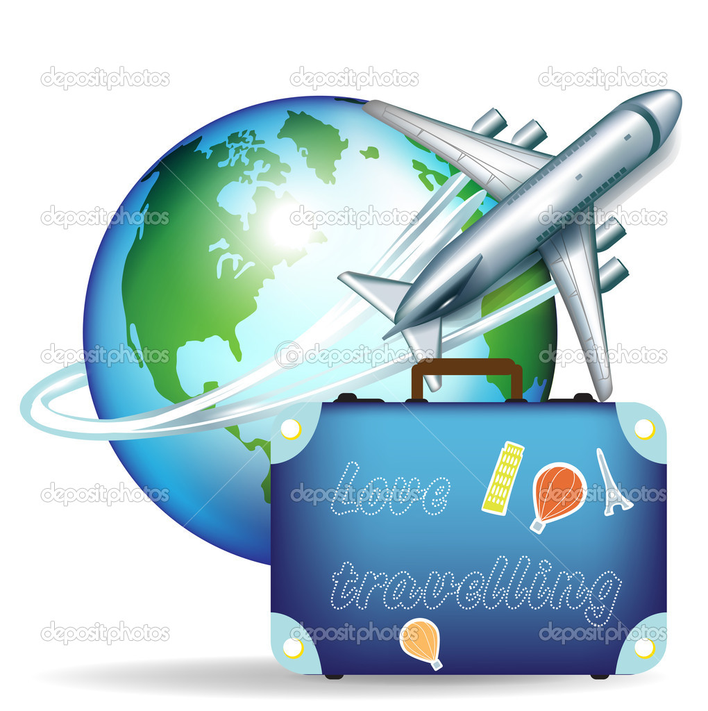 Airplane And Travel Suitcase   Stock Vector   Corneliap  7283130