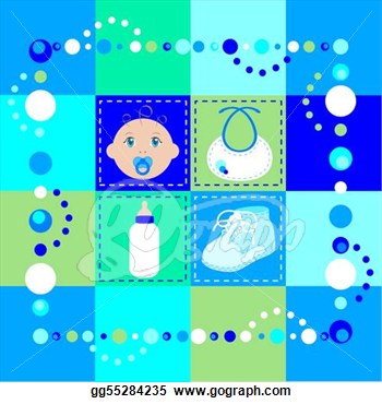    Baby Boy Quilt  Patchwork Or Sewing Background  Clipart Drawing