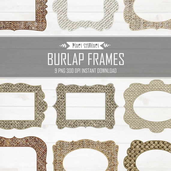Burlap Frames Digital Clip Art Beige And Brown Label Clipart Burlap    