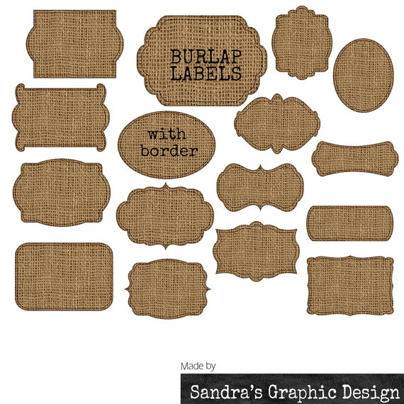 Clip Art  Burlap Tags With 16 Burlap With Black Border Tags Clipart    