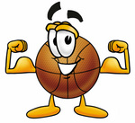 Clip Art Graphic Of A Basketball Cartoon Character Flexing His Arm    