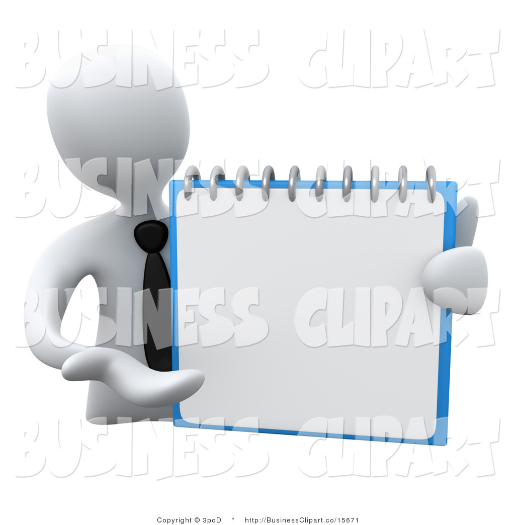 Clip Art Of A 3d Businessman Presenting A Blank Page By 3pod    15671
