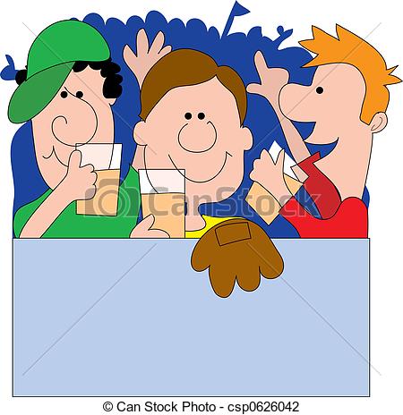 Clip Art Of Sports Fans   Sports Fans Yelling In An Outdoor Stadium