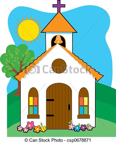 Clipart Of Small Country Church On A Grassy Hill Csp0678871   Search