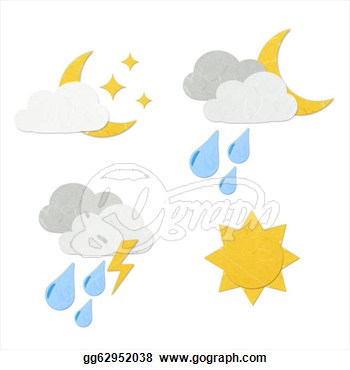 Clipart   Rice Paper Cut Cute Weather Icon On White Background  Stock    