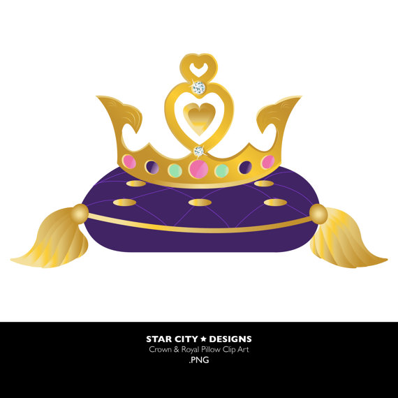 Crown And Royal Pillow Clip Art Set  Clipart Vector Art Graphics For