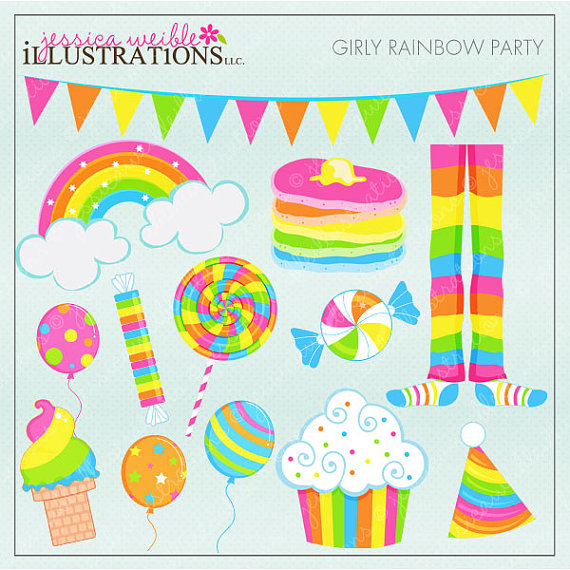 Cute Digital Clipart For Commercial Or Personal Use Rainbow Clipart