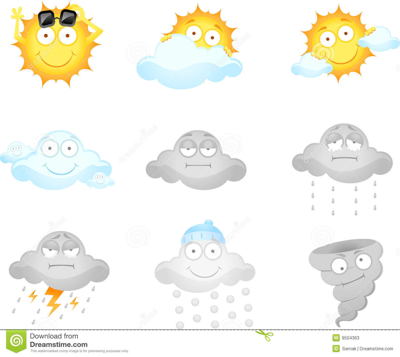 Cute Weather Icons Character Design 