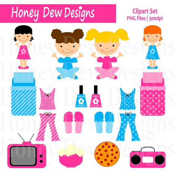 Download   Clipart Package 146   Pink And Blue Slumber Party Clipart