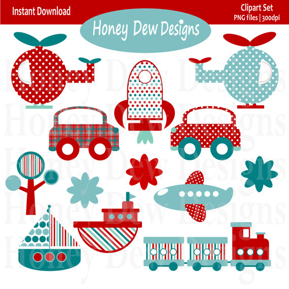 Download   Clipart Package 159   Red And Blue Transportation Clipart