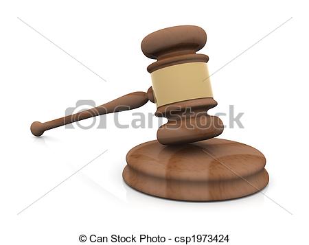 Drawing Of Auction Hammer   3d Rendered Illustration Isolated On White