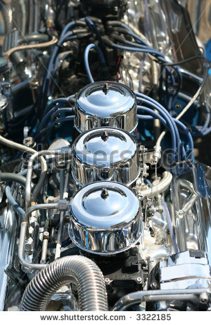 Highly Polished Chrome Hot Rod Engine Block Stock Photo 3322185