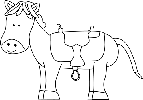 Horse With Saddle Clip Art   Black And White Horse With Saddle Image