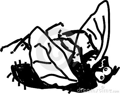 Humorous Cartoon Scruffy Style Drawing Of A Dead Fly