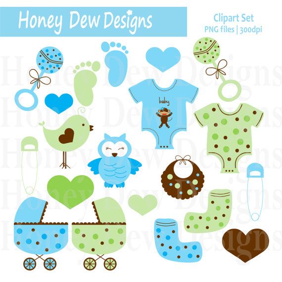 Instant Dowload   Clipart Package 115   Blue And Green Baby Clipart