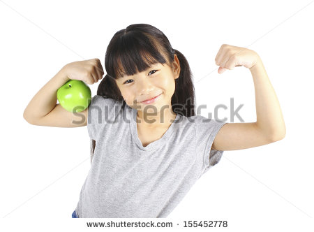 Little Girl Flexes Her Muscle While Showing Off The Apple That Made