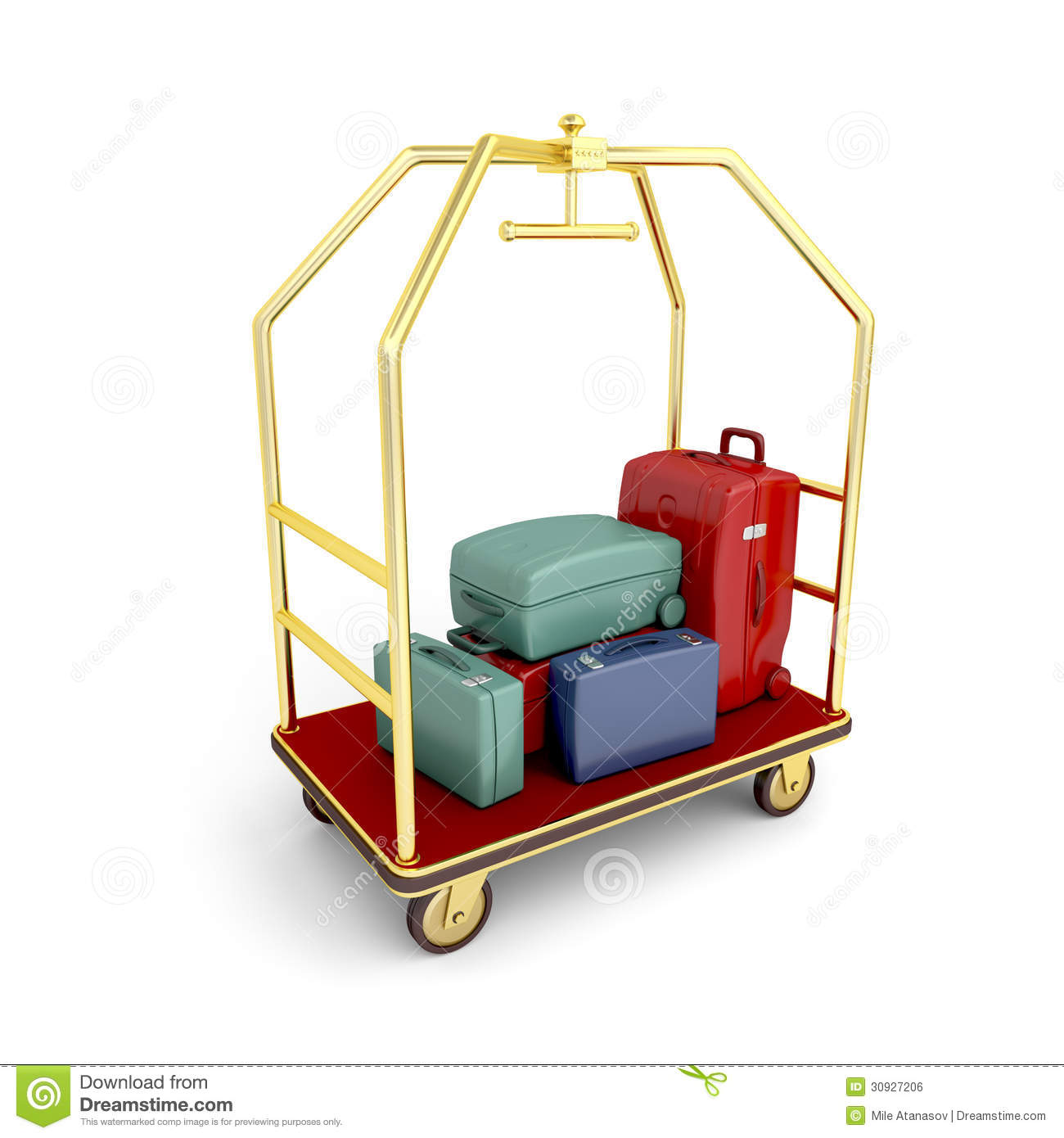 Luggage Cart Full With Suitcases And Bags 