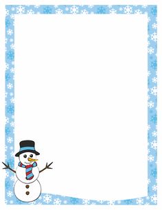 Page Border Featuring A Snowman And A Snowflake Border  Free