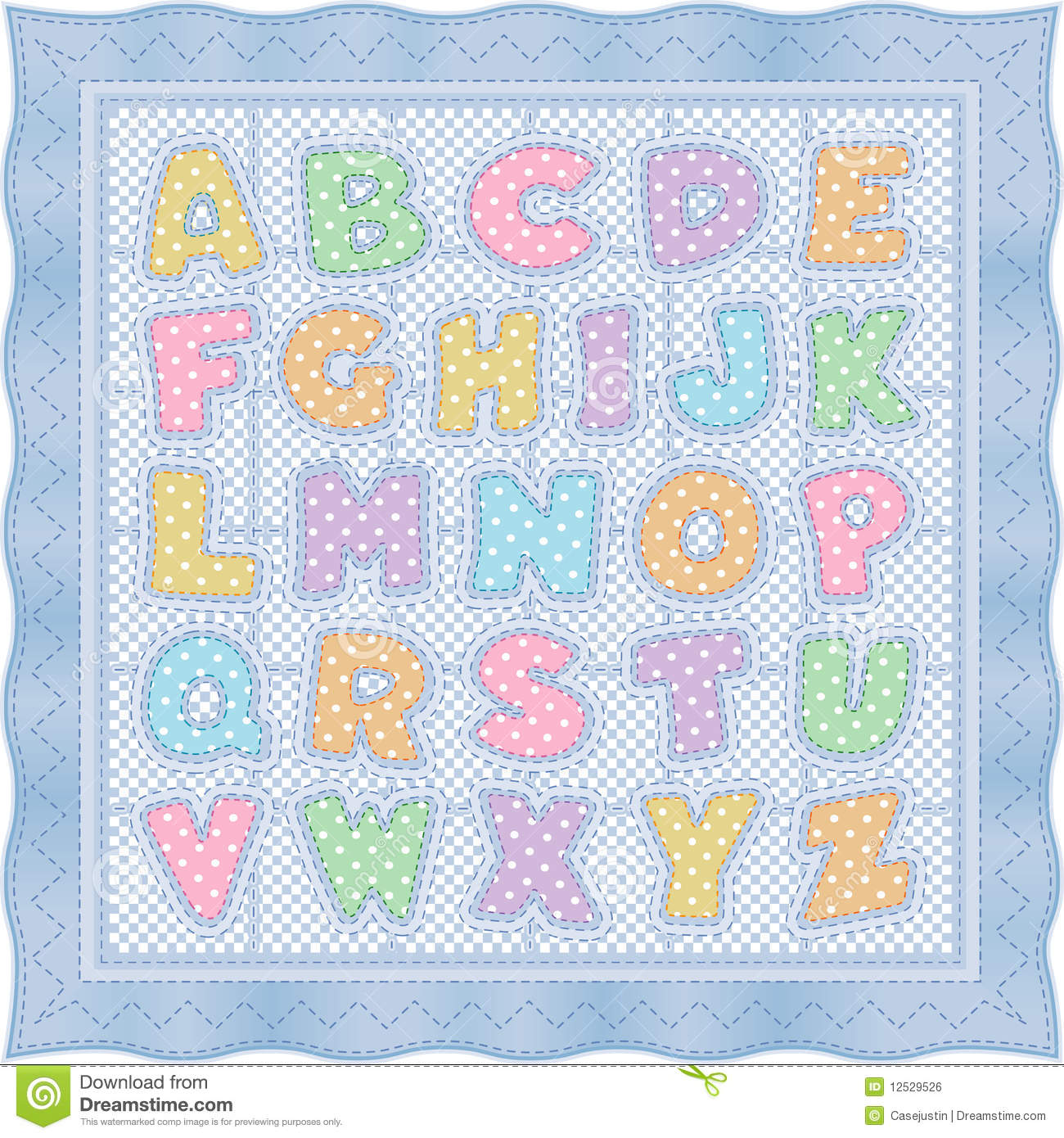 Patchwork Quilt Clip Art Alphabet Baby Quilt Blue