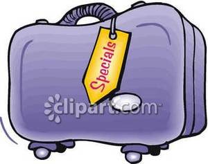 Purple Suitcase On Wheels   Royalty Free Clipart Picture