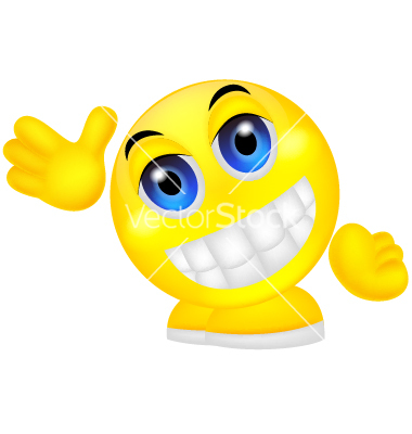 Smiley Emoticon Waving Hand Vector
