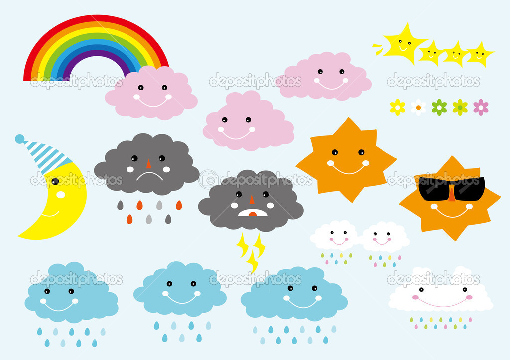 Weather Cartoon Clip Art Cute Cartoon Weather Icons