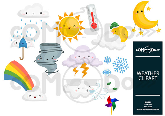 Weather Cute Clipart   Digital Clip Art For Commercial And Personal    