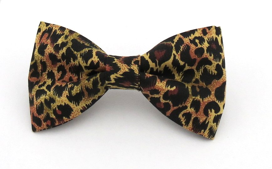 Boys Leopard   Jungle Print Clip On Bow Tie