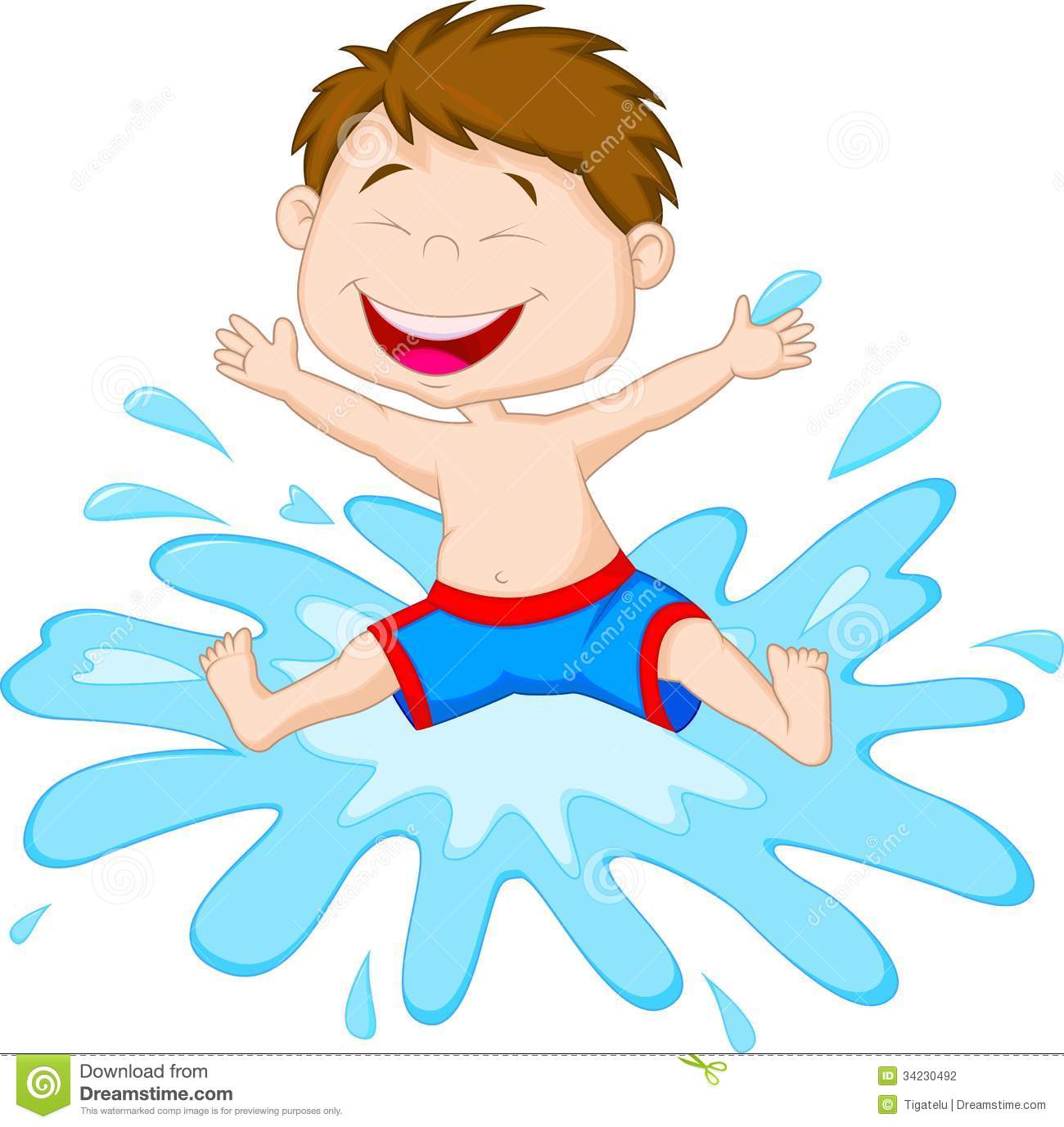 Cartoon Boy Jumping To The Water Stock Photography   Image  34230492