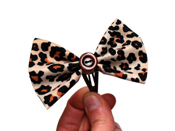 Cheetah Print Hair Bow Snap Clip Animal From Chatterblossom