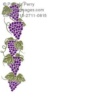 Clip Art Illustration A Side Page Border Of Purple Grapes  Clip Art