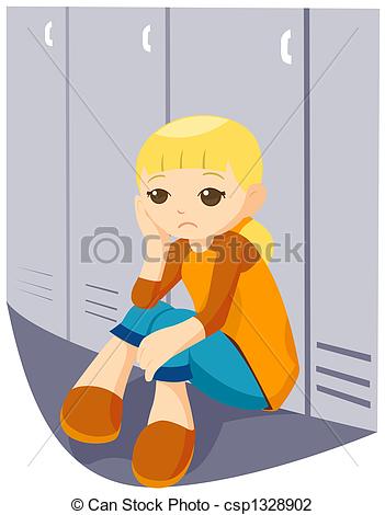 Clip Art Of Sad Girl At The Lockers Csp1328902   Search Clipart