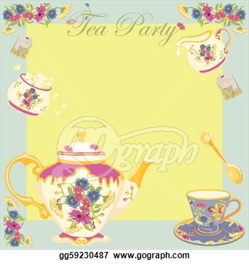 Clip Art Vector   Tea Party Or Garden Party Invitation  Stock Eps