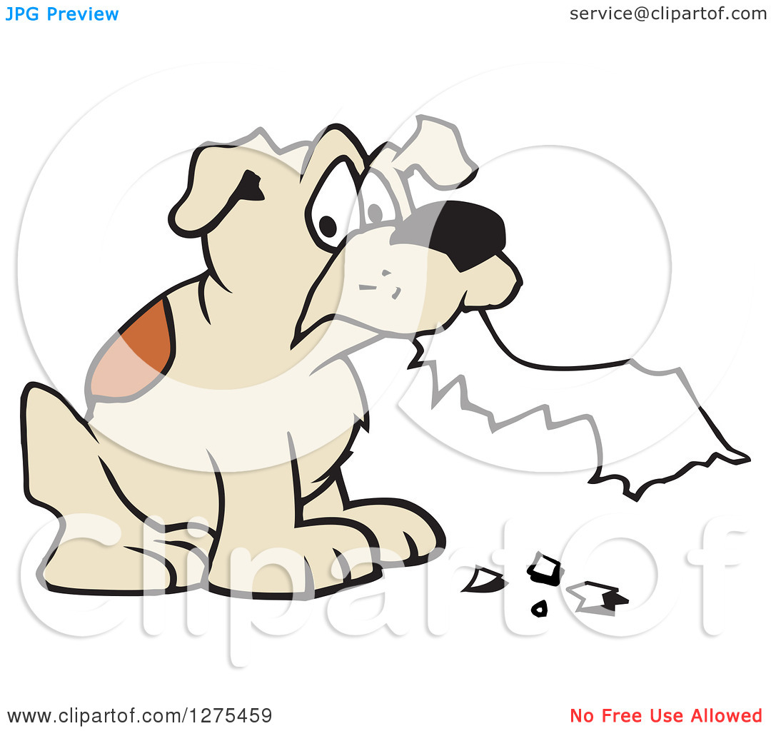 Clipart Of A Dog Eating Homework   Royalty Free Vector Illustration By