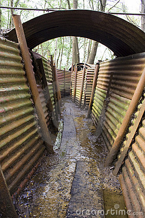 Corrugated Trenches From The First World War At A Memorial In Belgium