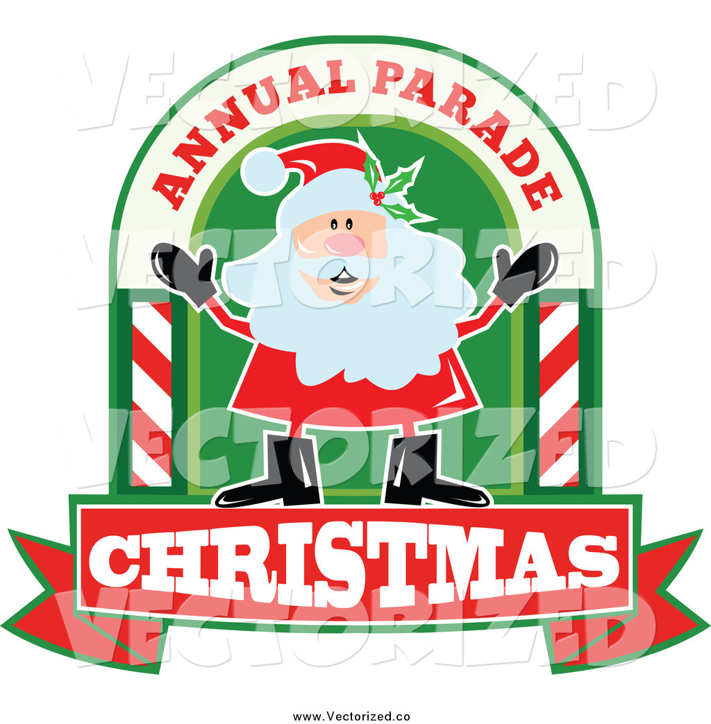 Free Clipart Of A Happy Santa In An Annual Paradise Christmas Arch