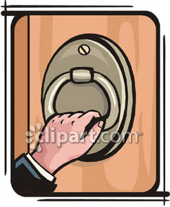 Hand On A Door Knocker   Royalty Free Clipart Picture