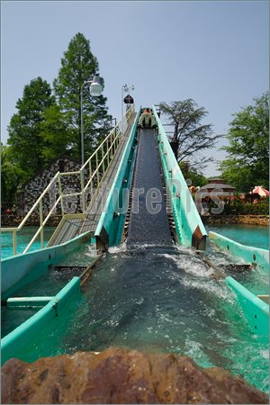 Log Flume Ride At A Theme Park  The View Is From The Front Of The Log