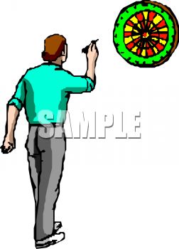 Man Playing Darts   Royalty Free Clip Art Picture