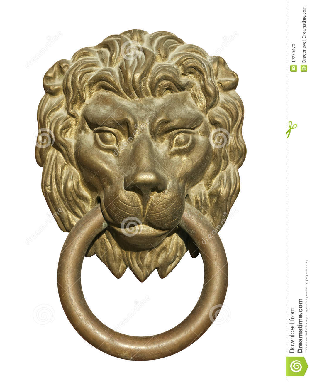 Medieval Door Knocker Bronze Lion Head Cutout Stock Photo   Image