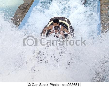 Of Log Flume   A Father And Child Ride A Soaking Wet Water Log