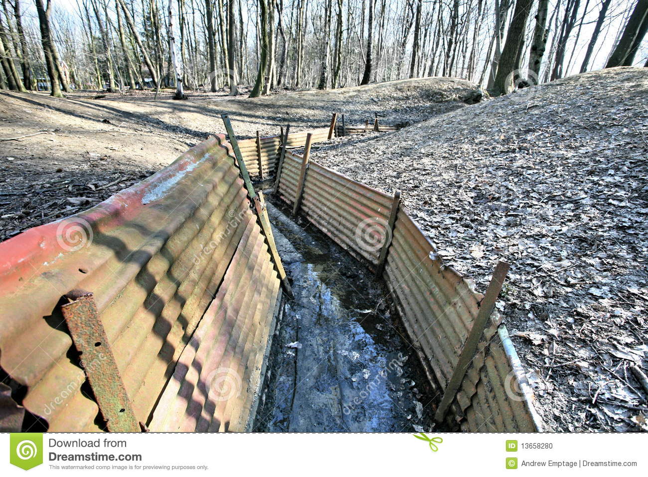 Preserved Trench Network At Sanctuary Wood Near Ypres On The Western    
