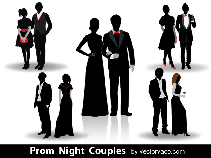 Prom Night Couples Silhouettes 12024   Free Vectors