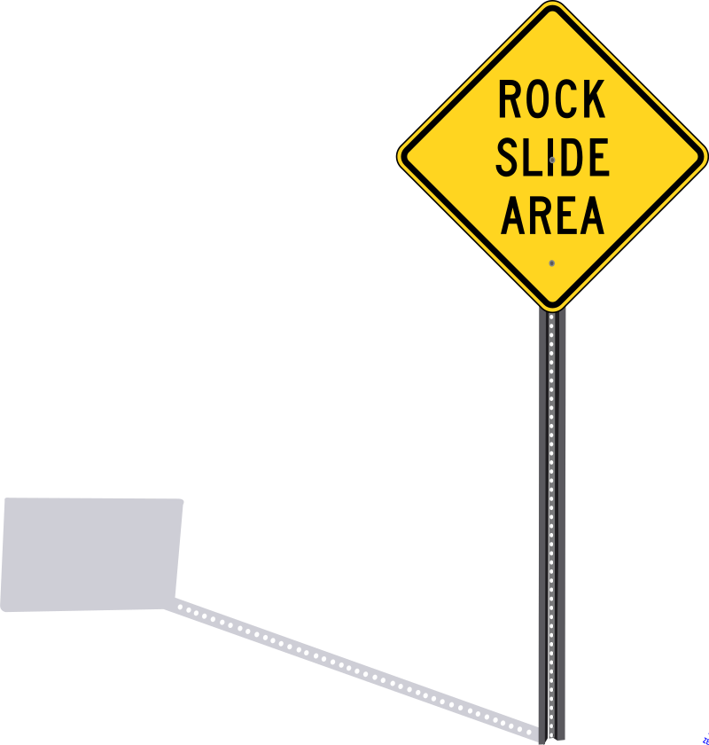 Rockslide Sign With Shadow By Rfc1394   A Signpost With Shadow And A