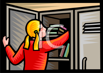 Royalty Free Clip Art Image  Girl Getting Books Out Of Her Locker