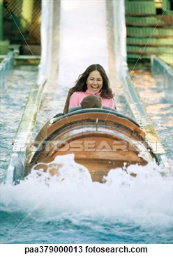 Stock Photo   Girl Riding Log Flume  Fotosearch   Search Stock Images