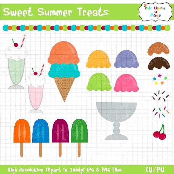 Sweet Summer Treats Clipart Set Instant Download Commercial Use Pn