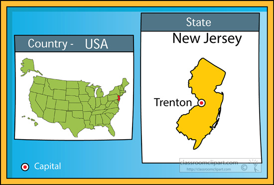 Trenton New Jersey 2 State Us Map With Capital   Classroom Clipart