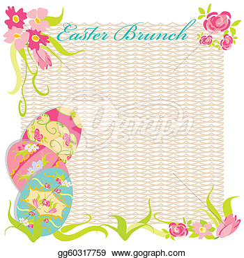 Vector Art   Easter Brunch Invitation Party  Clipart Drawing