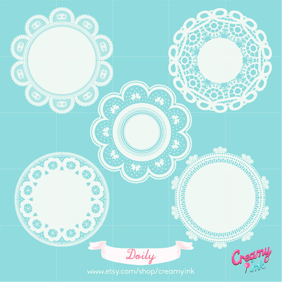Victorian Lace Doily Digital Vector Clip Art   Lacy Round Paper    